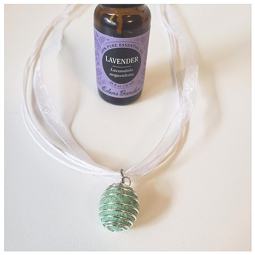 Wool and Ribbon Essential Oil Diffuser Necklaces